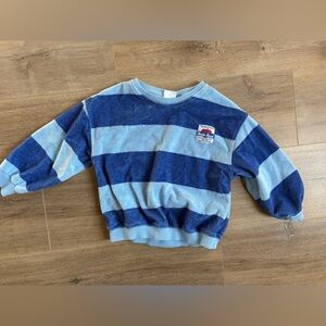 Zara Kids Blue and Light Blue Striped Long Sleeve Tee
